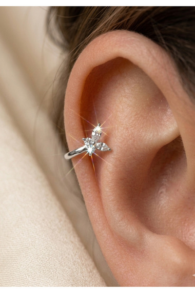 kurukafagift Halka Zirkon Taşlı Piercing Çelik Helix Tragus Kıkırdak 8 mm