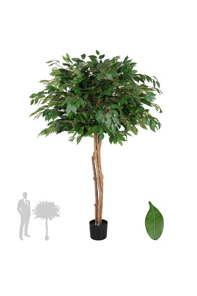 Roberto Rossi Copac artificial H150cm Ficus cu 1512 frunze, coroana D100cm