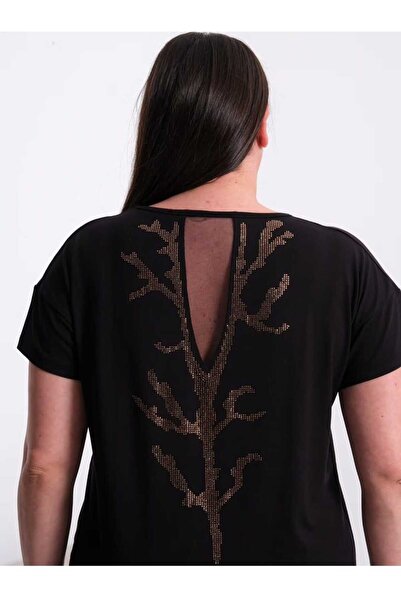 Esina Γυναικεία μπλούζα με λαιμόκοψη V και λεπτομέρεια στην πλάτη από βισκόζη