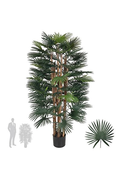 Roberto Rossi Palmier artificial H150cm Rhapis excelsa cu 86 frunze cu protec...