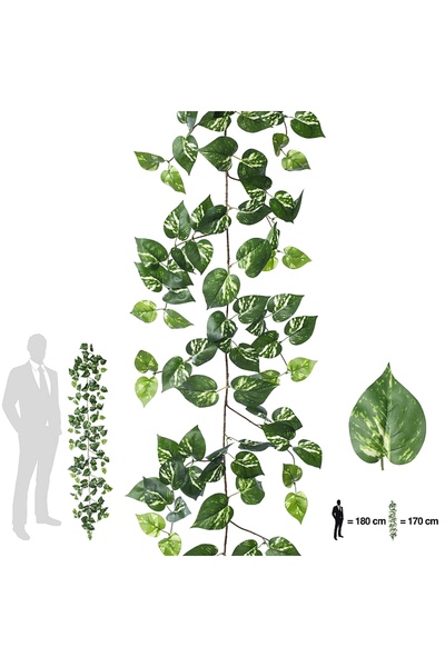 Roberto Rossi Ghirlanda artificiala scindapsus 170cm. 138 frunze. verde/alb