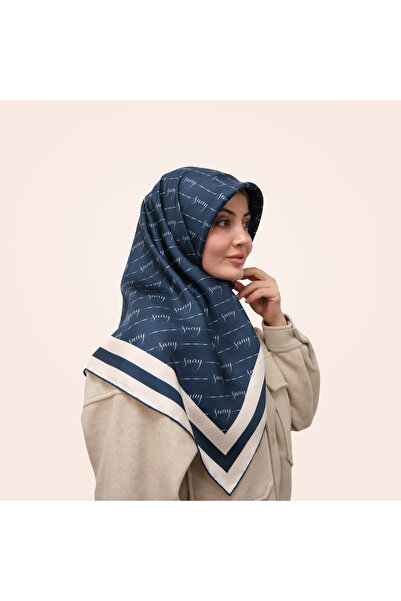 Suay İpek İmza İndigo %100 Twill İpek Eşarp 90x90