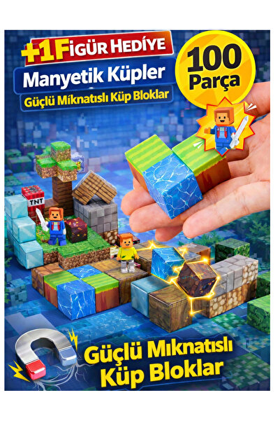 LRS STORE Manyetik Yapı Blokları 100 Parça – Çocuklar Için Mıknatıslı Eğitici...