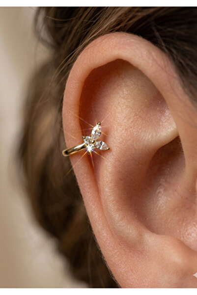 kurukafagift Halka Zirkon Taşlı Piercing Çelik Helix Tragus Kıkırdak 8 mm