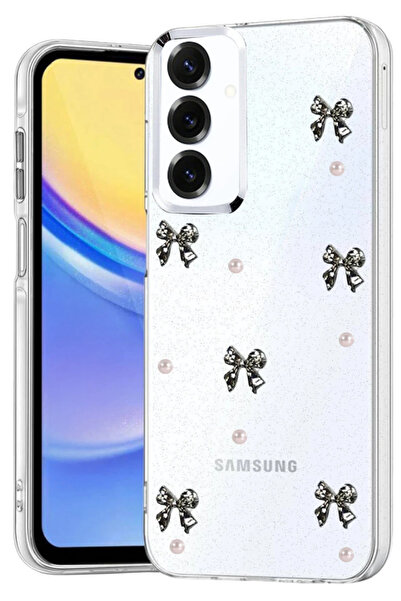 Rivor Samsung Galaxy A57 Uyumlu Kılıf Kamera Çıkıntılı Zarif Desenli Simli Şe...