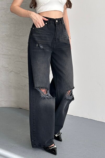 Helen Goods Νέα σεζόν Γυναικείο ψηλόμεσο φαρδύ τζιν παντελόνι