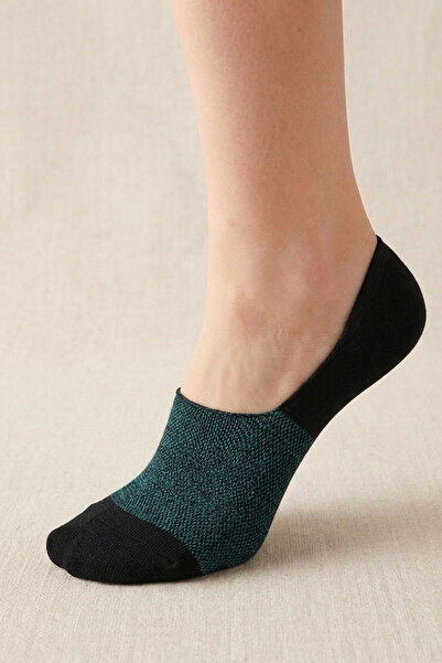 LYKOS 1 ζευγάρι ανδρικές βαμβακερές μαύρες-πράσινες κάλτσες μπαλαρίνας με σιλ...