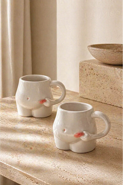 Anadolu Saray 2 Adet El Yapımı Seramik Göbekli Tasarım Kupa – Şişman Form Mod...