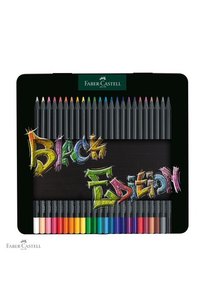 Faber Castell Set de 24 creioane colorate Faber-Castell Black Edition, cu min...