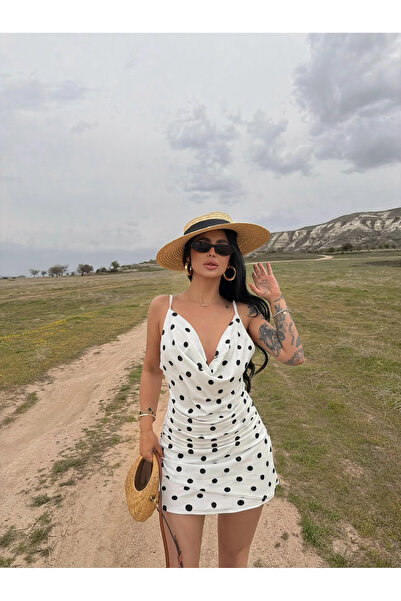 kırmızı butiks Λευκό φόρεμα πουά Degaje