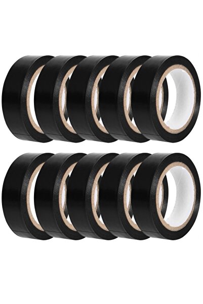 COLEXY Σετ 10 ρολών μαύρης μονωτικής ταινίας PVC για καλώδια, 15 χιλ. x 10 μ.