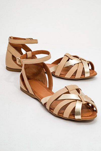 GNS Shoes Γυναικεία σανδάλια MARE από γνήσιο δέρμα σε μπεζ απόχρωση