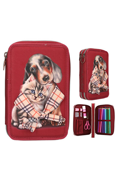 Top Model Τσάντα στυλό 2 επιπέδων με ενσωματωμένη επένδυση Fur Ever Friends 4...