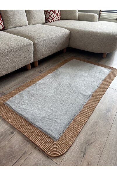 MaVaux Puffy Yumuşak Dokulu Dekoratif Kilim Hasır Kenarlı Modern Salon, Antre...