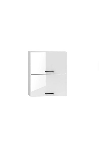 Tdesigno Ayda Mutfak Üst Modül Çok Amaçlı Dolap 60 Cm 2 Katlı- Beyaz