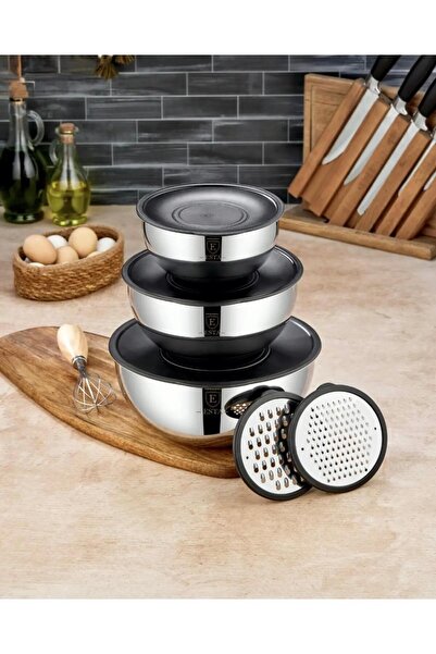 RASHA COLLECTION 9-Piece Steel Grater and Whisk Bowl Set with Lids and Stainl...