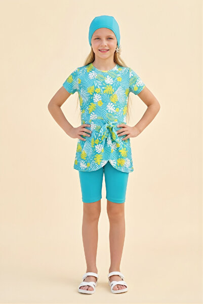 MODANINO Κοριτσίστικο Φόρεμα Μαγιό Σετ 3 τεμαχίων (Φόρεμα Μαγιό+Σορτς+Σκουφάκ...