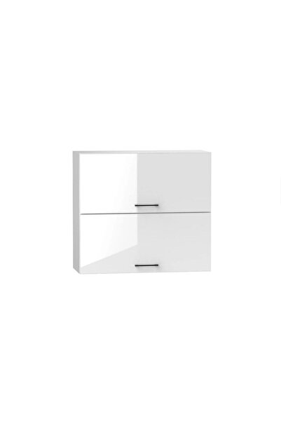 Tdesigno Ayda Mutfak Üst Modül Çok Amaçlı Dolap 80 Cm 2 Katlı- Beyaz