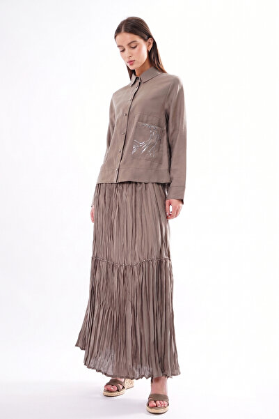 Ceremony Pocket Printed Skirt Set 907 Brown