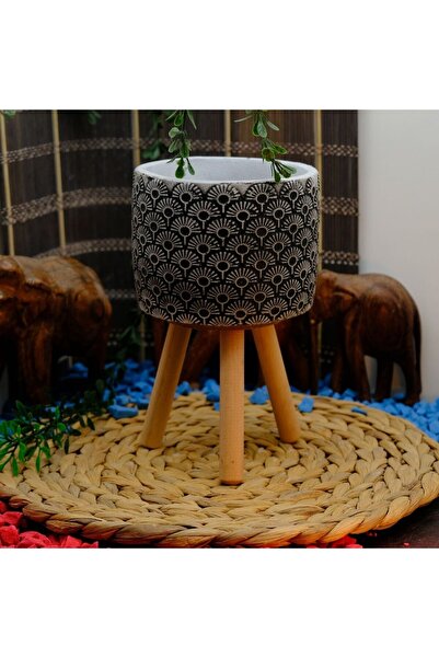 ADAA IŞIK DESENLİ AYAKLI DEKORATİF BETON SAKSI