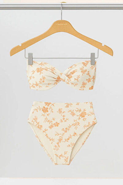 Pierre Cardin Γυναικείο σετ μπικίνι με λουλουδάτο στράπλες ψηλόμεσο σχέδιο