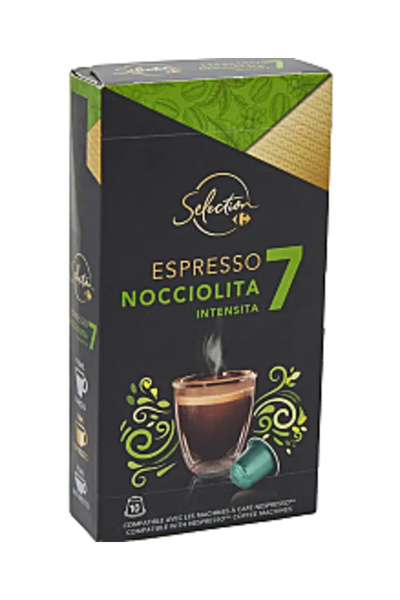 Carrefour Selection Capsule de cafea cu alune de pădure, Intensitate 7, Compa...