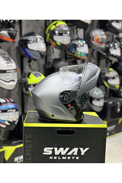 Sway Nardo Gri Çene Açılır Kask ECE 22.06 Double Vizör Pinlock 70 Uyumlu ABS ...