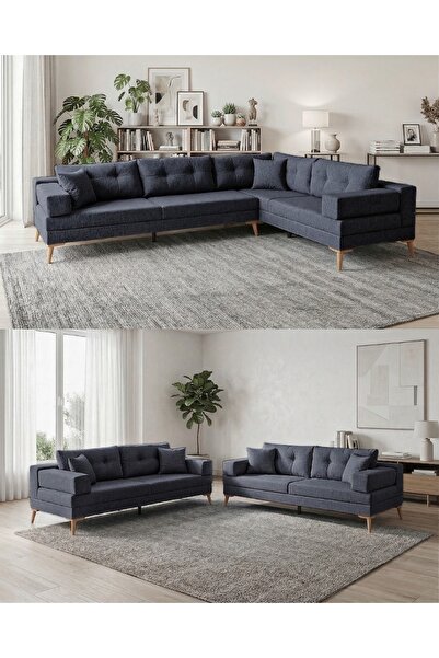 Velura Home & Living Zeri (Pufsuz) Yataklı Puzzle Modüler Köşe Koltuk Takımı ...