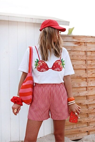 The Champ Clothing Γυναικείο καλοκαιρινό σορτς με καρό σχέδιο και ελαστική μέ...