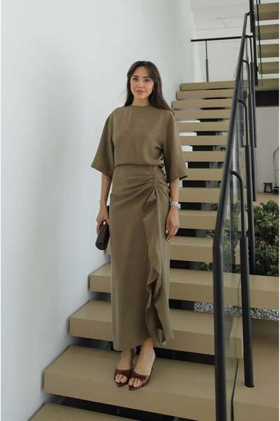 Havoş Πράσινο φόρεμα Morley με λεπτομέρεια από κορδόνια στο πλάι