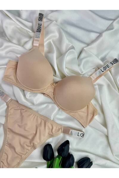 ROZENİN LINGERIE Taş Detaylı Destekli Sütyen Tanga İç Çamaşır Takımı