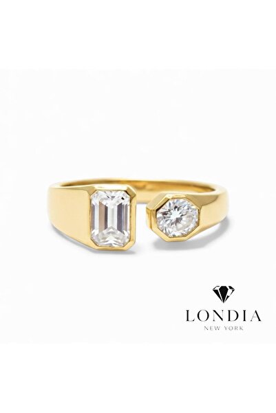 Londia Jewellery TOİ ET MOİ SERÇE PARMAK YÜZÜĞÜ 0.30 CT EMERALD & 0.20 CT YUV...