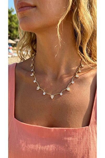 İNN JEWELLERY Steel Necklace, Anti-Tarnish, Anti-Allergic, Vintage Zircon Fig...