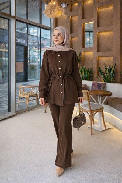 İLGEN FASHİON Σετ Τεσσεττούρ με Ζώνη και Λεπτομέρεια Ραφής σε Αντίθεση – Σετ ...