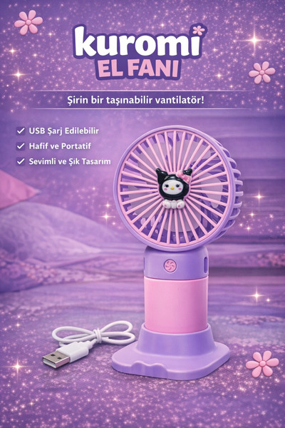 fitfiyat Kuromi Figürlü Taşınabilir Standlı Serinletici Fan 3 Hız Ayarlı , Ty...