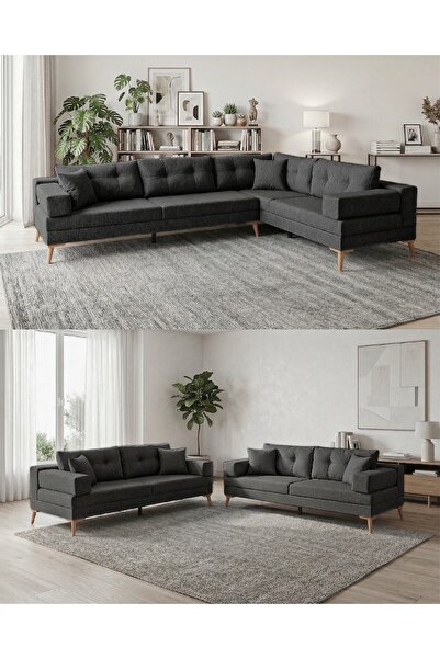 Velura Home & Living Zeri (Pufsuz) Yataklı Puzzle Modüler Köşe Koltuk Takımı ...