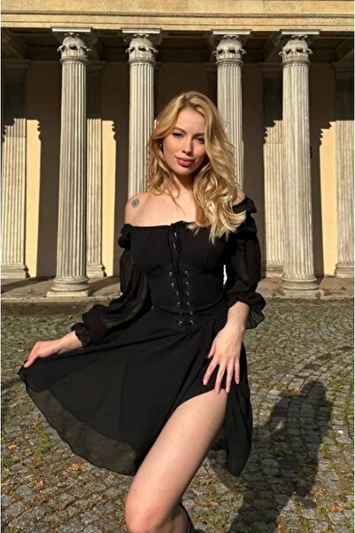 NEW JOURNAL Γυναικείο Μίνι Φόρεμα Σιφόν με Λεπτομέρεια Μαύρης Βάσης και Φόδρα...