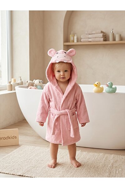 eradkids رداء حمام للأطفال بغطاء للرأس من القطن العضوي بتصميم حيوانات، مناسب ...