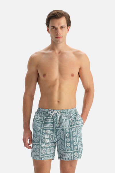 Dagi Λευκό-πράσινο σορτς με έθνικ σχέδια