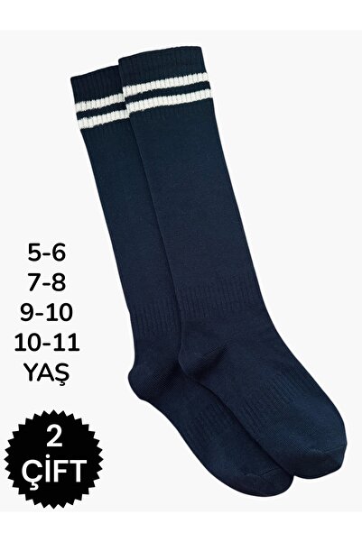 Çorabistaan 2 Çift Çok Renkli Çemberli Unisex Kız Erkek Çocuk Futbol Halı Sah...