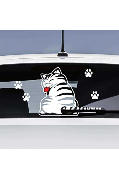Asilmeydan Kuyruğunu Sallayan Sevimli Kedi Silecek Sticker, Oto Etiket, Araç ...