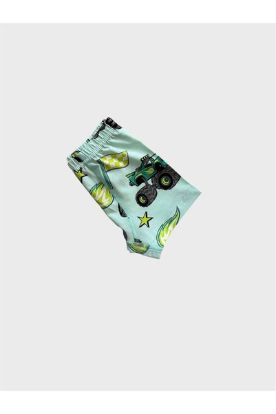 tusem butik homewear Boy's Water Green Jeep Flag Patterned Athlete Boxer Set