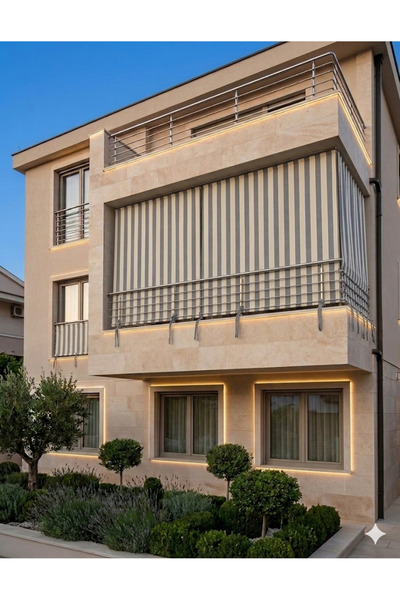 GÖN EV ve OTEL TEKSTİLİ Balkon Perdesi Yağmur Geçirmez - Kalın - Bağcıklı