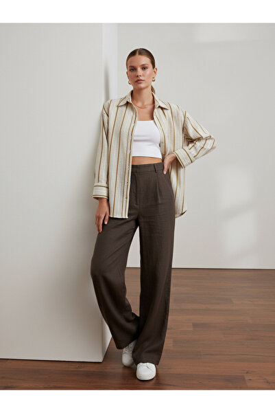 PERA MODA Υπερμεγέθες ριγέ μακρύ γυναικείο πουκάμισο