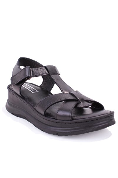 DAGOSTER Dza07-600015 Black Daily Orthopedic Leather Women's Sandals