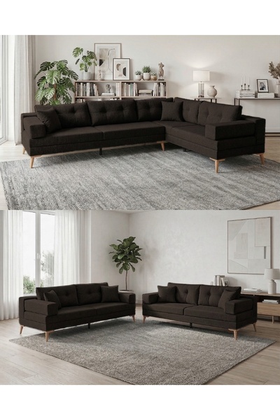 Velura Home & Living Zeri (Pufsuz) Yataklı Puzzle Modüler Köşe Koltuk Takımı ...