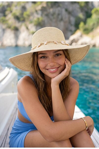 LAGRANZE Pearl Breeze Γυναικείο ψάθινο καπέλο με φαρδύ γείσο και λεπτομέρεια ...
