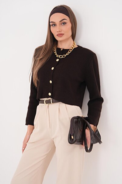ŞİMAL Women's Baby Collar Button Closure Knitwear Knitted Cardigan 260535 -