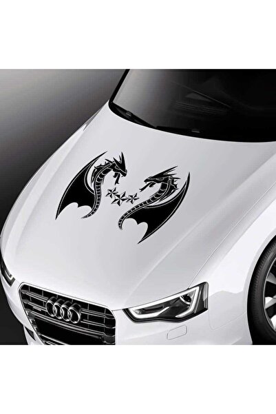 Asilmeydan Dragon Ejderha Yıldızlı Kaput Sticker - Oto, Araba, Etiket, Aksesu...