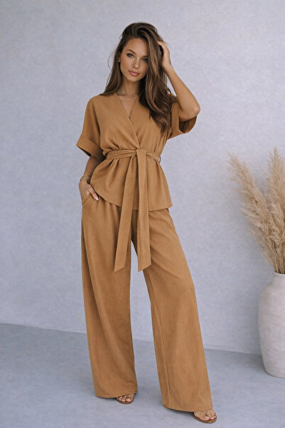 Get Crazy Γυναικείο Σετ Παντελονιού Κιμονό από Ύφασμα Aerobin - Σετ Δύο Τεμαχ...